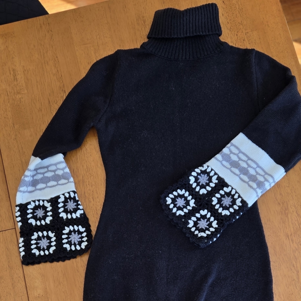 Sweater Dress with Crochet Bell sleeves